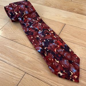 VINTAGE Martin's Dark Red & Black Abstract Watercolor Silk Tie